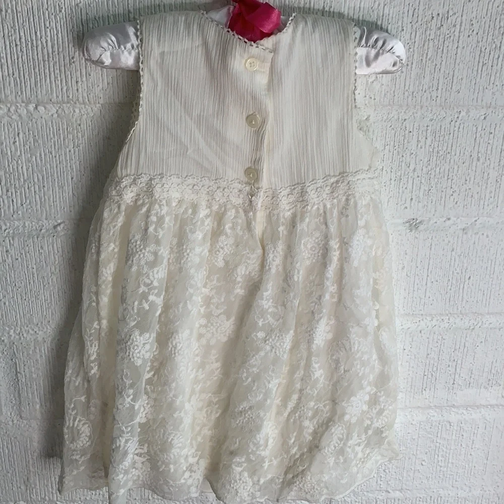 OshKosh B'gosh White Lace Crochet Embroidered Flower Girl Dress sz 18 mon